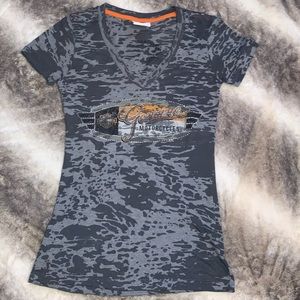Harley Davidson grey burnout v-neck tee